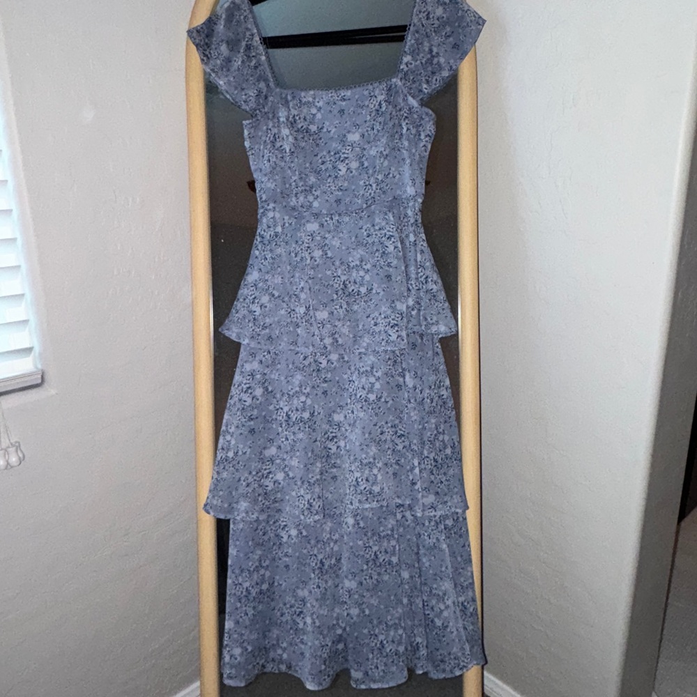 Altar'd State Blue Tiered Maxi Dress